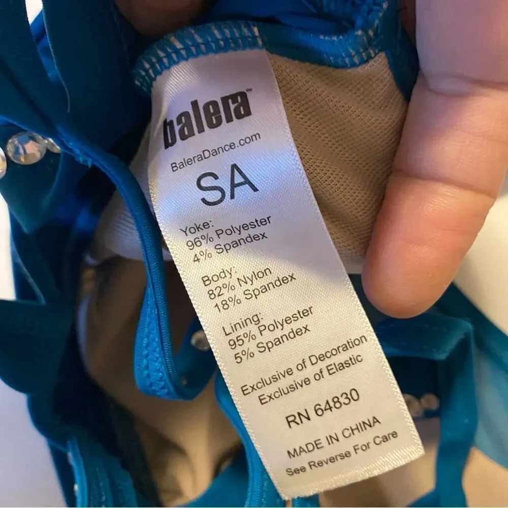 Weissman Balera dance teal sport Mesh Strappy Bra Top crop rhinestone MT10874 SA